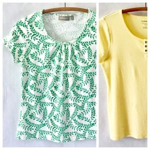 Croft & Barrow Green Leaf & Yellow Knit Tees